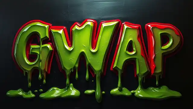 Gwap green dripping logo on a dark textured background